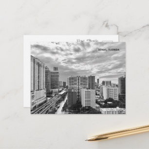 Carte Postale Miami urbaine noir et blanc – Paysage urbain de la