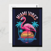 Carte Postale Miami Vibes Summer Flamingo Design-63454 (Devant / Derrière)