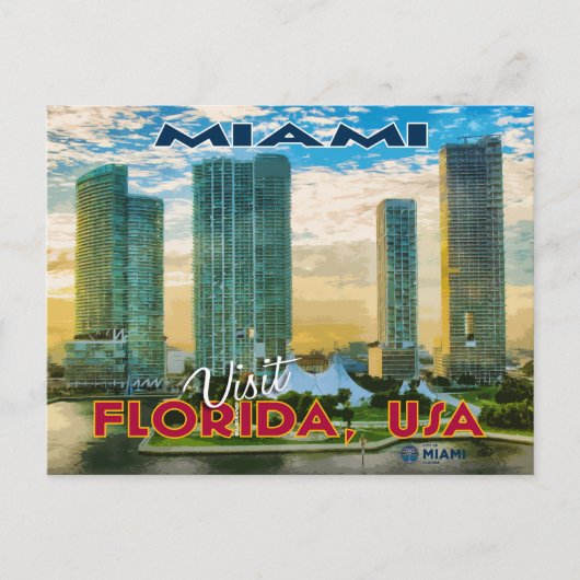 Carte Postale Miami, Visitez la Floride (Devant)