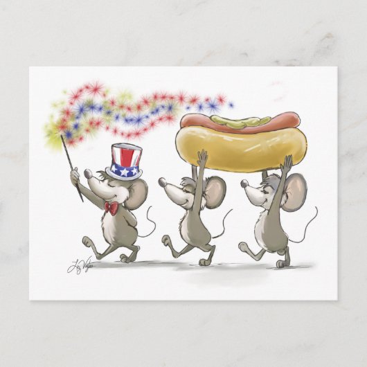 Carte Postale Mic, Mac & Moe's Happy 4 juillet Postcard (Devant)