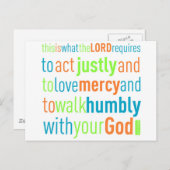 Carte Postale Micah 6:8 (Devant / Derrière)