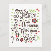 Carte Postale Micah 6 8 Chercher Justice Amour Mercy Marcher Hum (Devant)