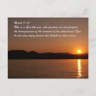 Carte Postale Micah 7:18 Qui est un Dieu comme vous, qui pardonn