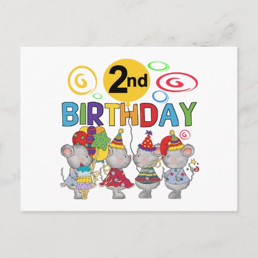 Carte Postale Mice 2e anniversaire T-shirts et cadeaux (Devant)