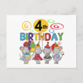 Carte Postale Mice 4th Birthday T-shirts et cadeaux (Devant)