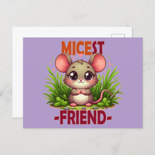 Carte Postale Micest Friend drôle de jeu de mot Cute baby Mouse