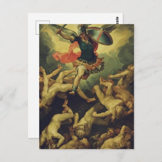 Carte Postale Michael et les anges déchus par Giuseppe Cesari (Devant / Derrière)