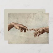 Carte Postale Michaelangelo mains création adam dieu (Devant / Derrière)