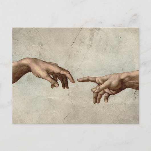 Carte Postale Michaelangelo mains création adam dieu (Devant)