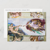Carte Postale Michelangelo - Création d'Adam, Chapelle Sixtine (Devant / Derrière)