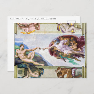 Carte Postale Michelangelo - Création d'Adam, Chapelle Sixtine