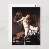 Carte Postale Michelangelo da Caravaggio L'Amour victorieux vers (Devant / Derrière)