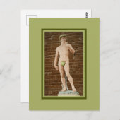 CARTE POSTALE MICHELANGELO DAVID AVEC FEUILLES DE FIGURE (Devant / Derrière)