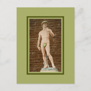 CARTE POSTALE MICHELANGELO DAVID AVEC FEUILLES DE FIGURE