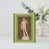 CARTE POSTALE MICHELANGELO DAVID AVEC FEUILLES DE FIGURE (Debout devant)