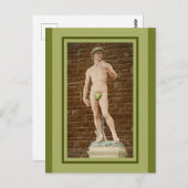 CARTE POSTALE MICHELANGELO DAVID AVEC FEUILLES DE FIGURE (Devant / Derrière)