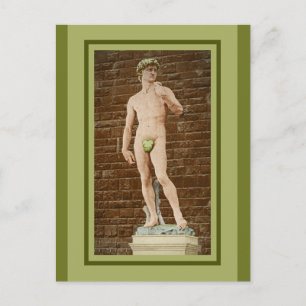 CARTE POSTALE MICHELANGELO DAVID AVEC FEUILLES DE FIGURE