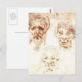 Carte Postale Michelangelo - Études de Grotesques (Devant / Derrière)