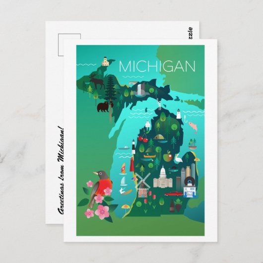 Carte postale Michigan (Devant / Derrière)