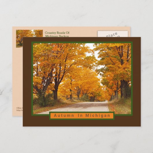 CARTE POSTALE MICHIGAN AGLOW EN AUTOMNE/PRENDRE LES ROUTES ARRIÈ (Devant / Derrière)