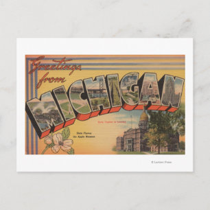 Carte Postale Michigan (Capitale de l'État/Fleur)