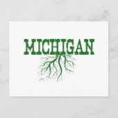 Carte Postale Michigan enraciné avec Green Tree Racines Word Art (Devant)