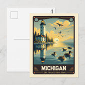 Carte Postale Michigan | Esprit patriotique Vintage (Devant / Derrière)