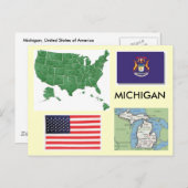 Carte Postale Michigan, États-Unis (Devant / Derrière)