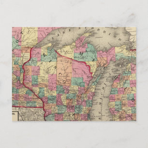 Carte Postale Michigan, Minnesota et Wisconsin