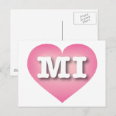 Carte Postale MIchigan Pink Fade Heart - I love MI (Devant / Derrière)