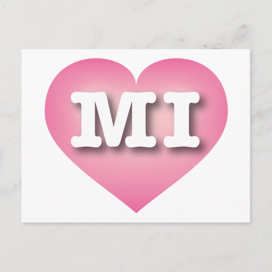 Carte Postale MIchigan Pink Fade Heart - I love MI (Devant)