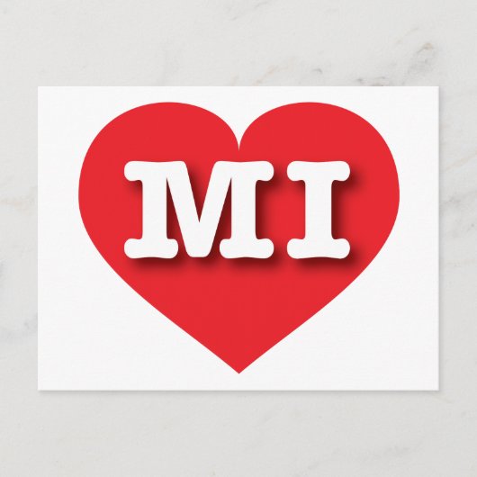 Carte Postale MIchigan Red Heart - J'aime MI (Devant)