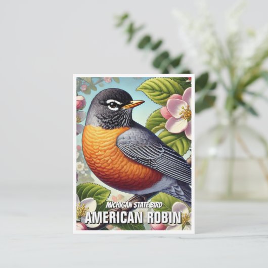 Carte Postale Michigan State Bird American Robin (Debout devant)