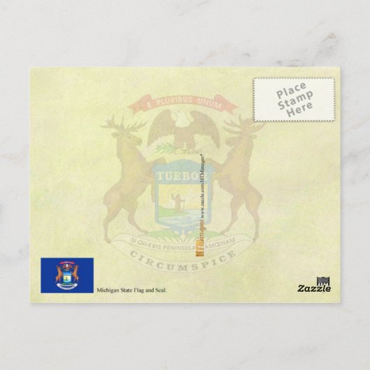 Carte Postale Michigan State Flag and Seal (Dos)