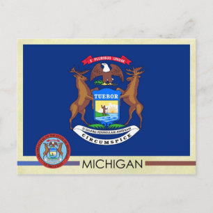 Carte Postale Michigan State Flag and Seal