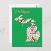 Carte Postale Michigan State Flower Collation Map (Devant / Derrière)