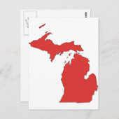 Carte Postale Michigan : un état ROUGE (Devant / Derrière)