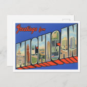 Carte postale Michigan Vintage Big Letters (Devant / Derrière)