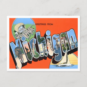 Carte postale Michigan Vintage Big Letters