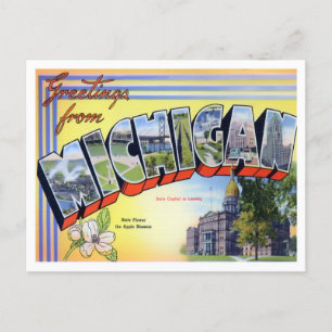 Carte postale Michigan Vintage Big Letters