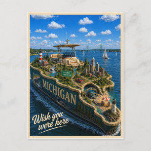 Carte Postale Michigan Vous auriez aimé être ici Série des É