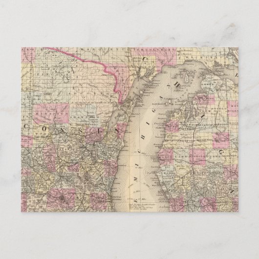 Carte Postale Michigan, Wisconsin (Devant)