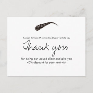 Carte Postale Microblading de Sourcils Esquissés Remerciement Ré