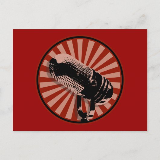 Carte Postale Microphone rétro en rouge (Devant)