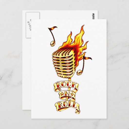 Carte Postale Microphone Rock et Roll (Devant / Derrière)