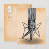 Carte Postale Microphone Vintage (Devant / Derrière)