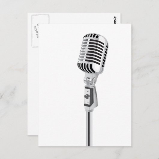 Carte Postale microphone vintage (Devant / Derrière)
