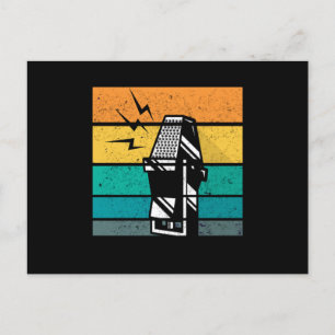 Carte Postale Microphone vintage Rétro Chanteur Karaoke Mic Cade