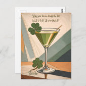 Carte Postale Mid Century Modern Art Shamrock Martini Sláinte!  (Devant / Derrière)