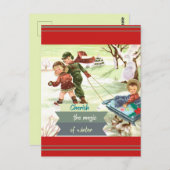 Carte Postale Mid Century Modern Illustration Winter (Devant / Derrière)